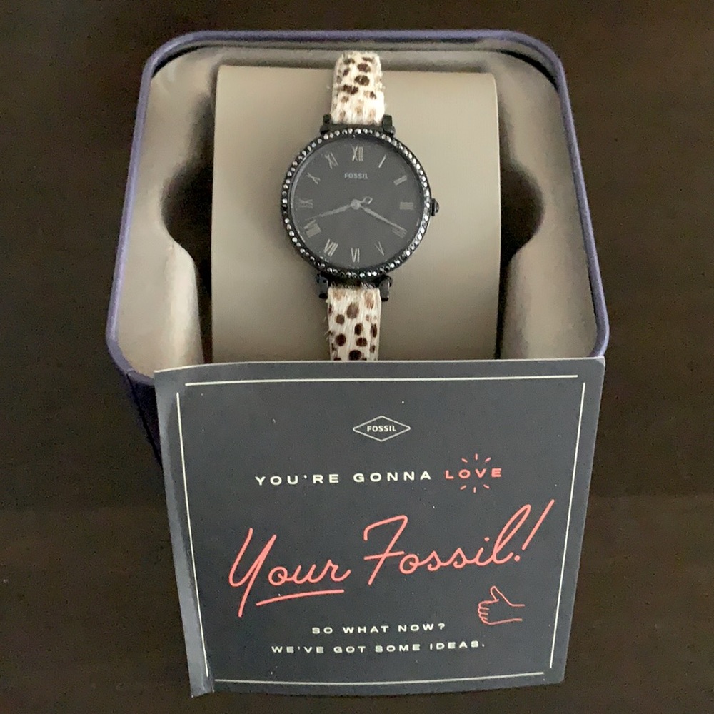 Fossil faux cheetah hair leather watch